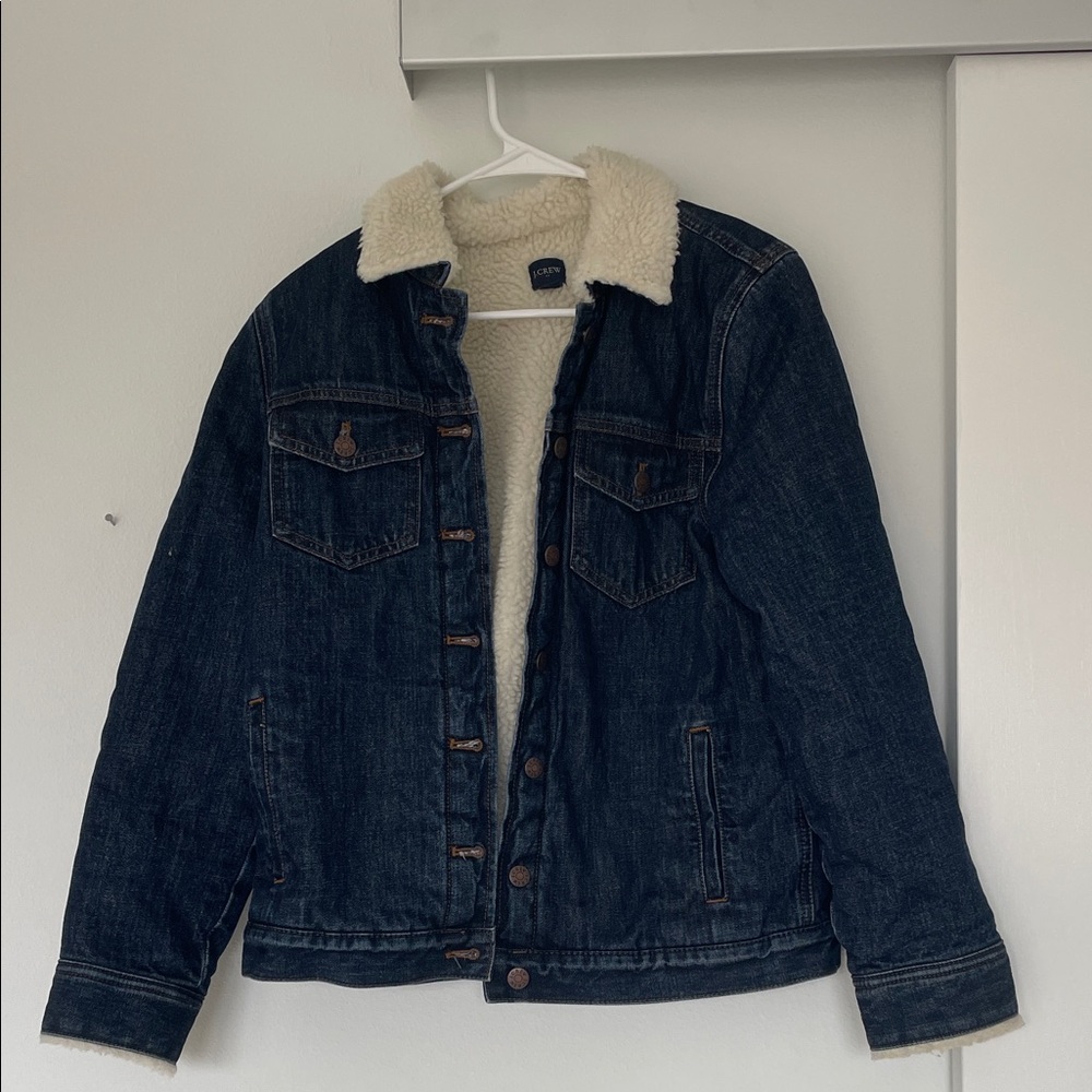 J. Crew Blue Denim Jacket with Cream Sherpa Lining